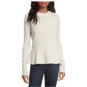 Veronica Beard Raleigh Cashmere Peplum Sweater L